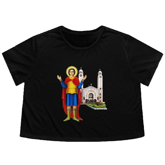 Saint Mina and his Monstary. Coptic church. Flowy Cropped Tees