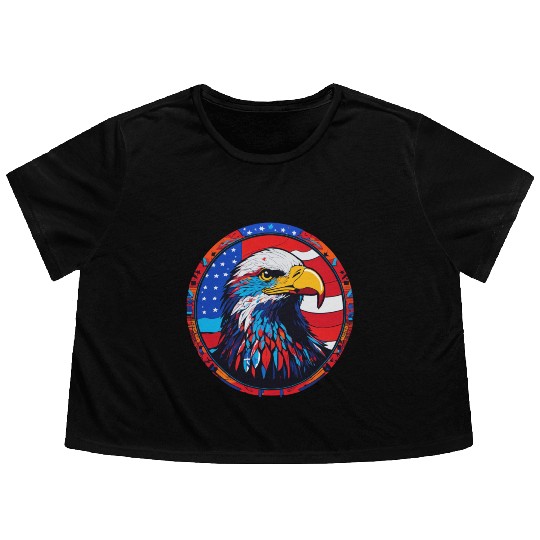 Patriotic Eagle Emblem for Apparel Flowy Cropped Tees