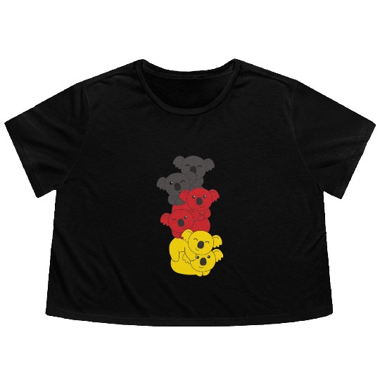 German Flag Koala German Germany Flowy Cropped Tees
