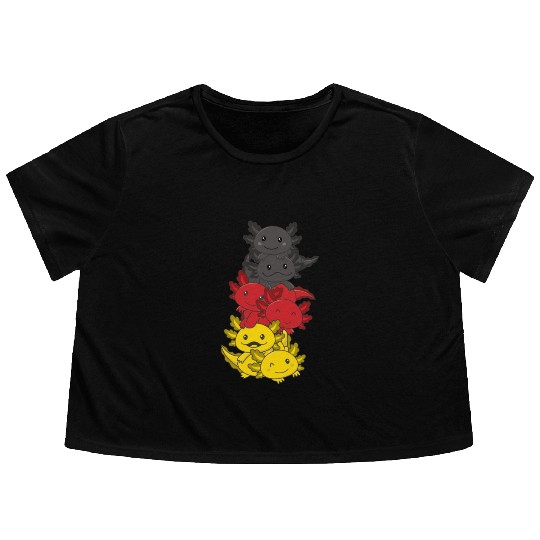 German Flag Axolotl German Germany Flowy Cropped Tees
