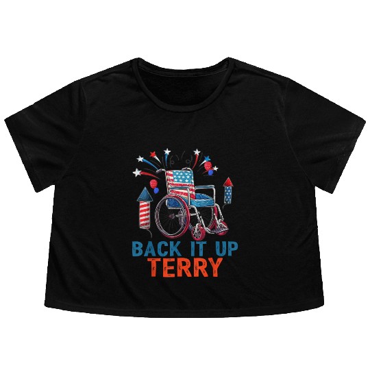 Back Terry Fireworks 4th July Flowy Cropped Tees