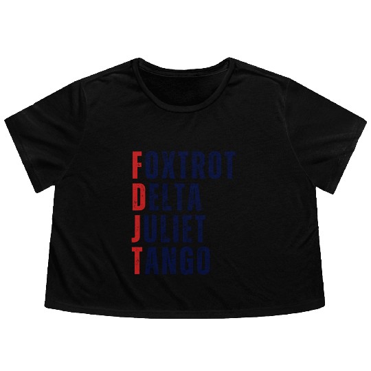 FOXTROT DELTA JULIET TANGO WHITE Flowy Cropped Tees