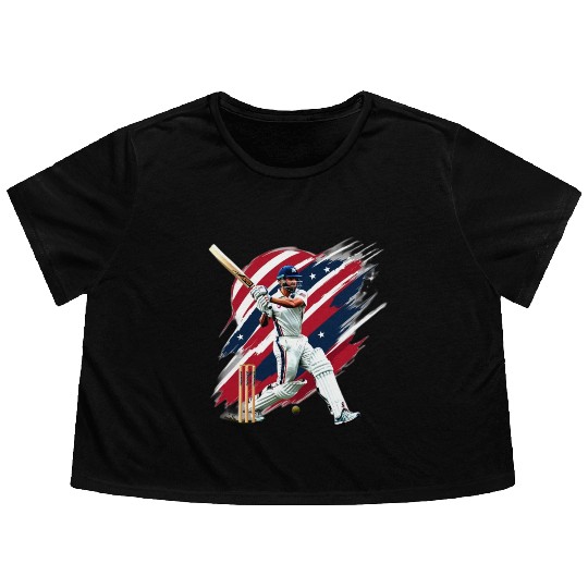 US CRICKET LOVE Flowy Cropped Tees