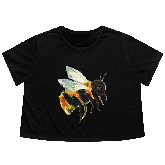 Cute Bumble Bee Flying Illustration Flowy Cropped Tees