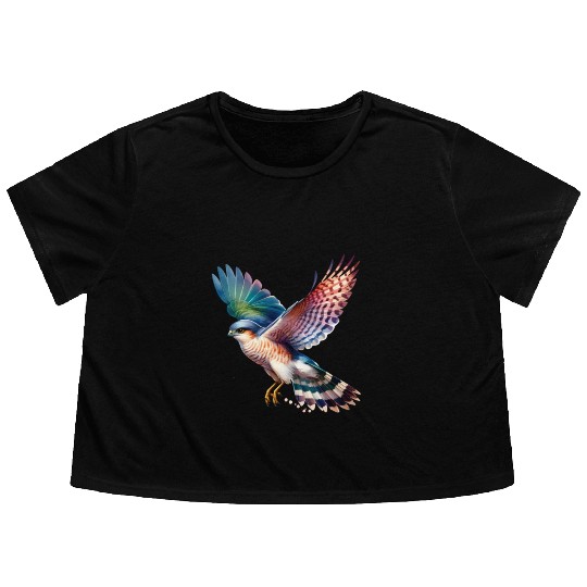 Collared Sparrowhawk in Flight Flowy Cropped Tees