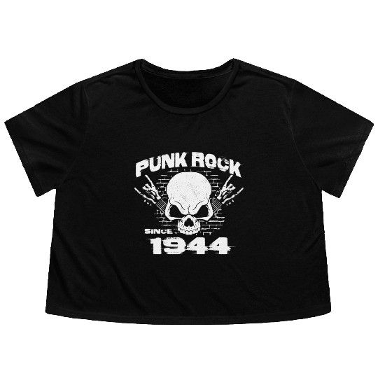 Punk Rock Since 1944 - Skull Rock Hands 80th Flowy Cropped Tees