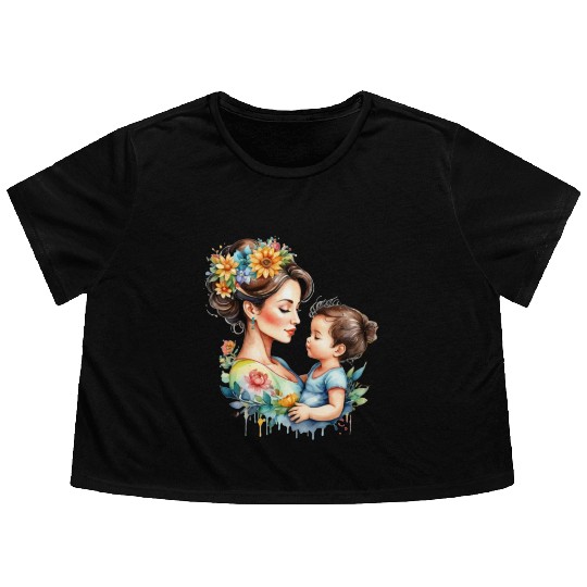 I love my mom Flowy Cropped Tees