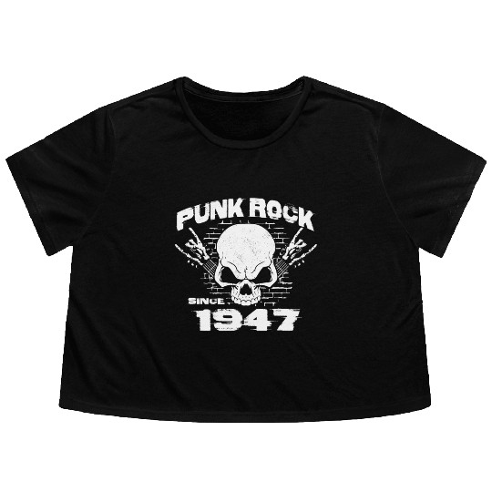 Punk Rock Since 1947 - Skull Rock Hands 77th Flowy Cropped Tees