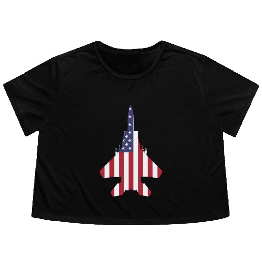 Patriotic American F-15 Flowy Cropped Tees