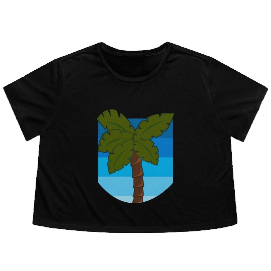 Tropical Palm Tree Over an Ocean Flowy Cropped Tees