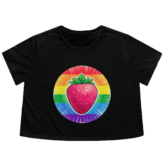 LGBTQ Strawberry Flowy Cropped Tees