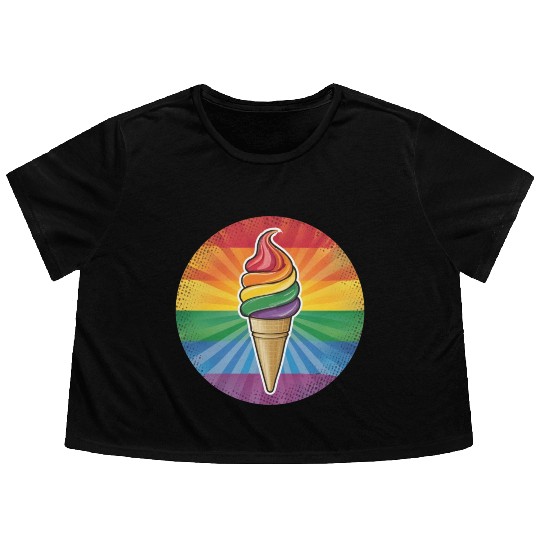 LGBTQ Ice Cream Flowy Cropped Tees
