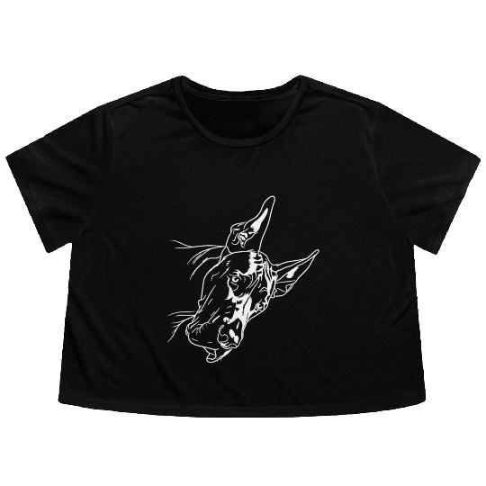 Great Dane Line Art Cute and Funny Great Dane Face Flowy Cropped Tees
