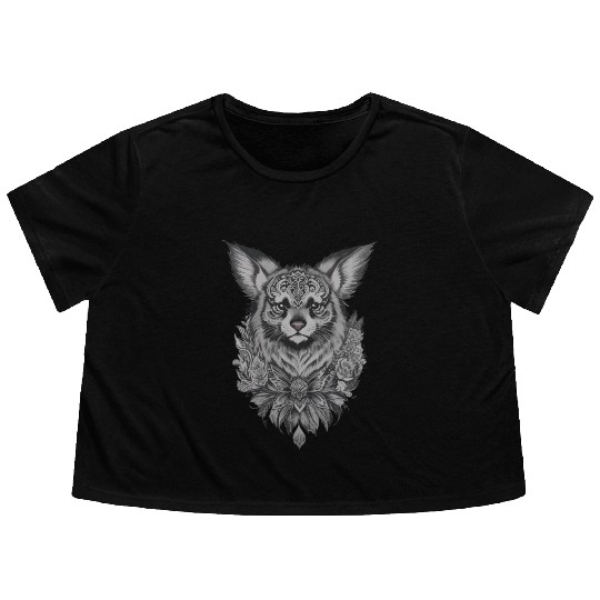 Animal Tattoo Design Flowy Cropped Tees