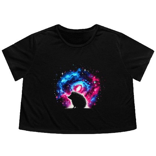 Cool Hedgehog Galaxy Space Art Flowy Cropped Tees