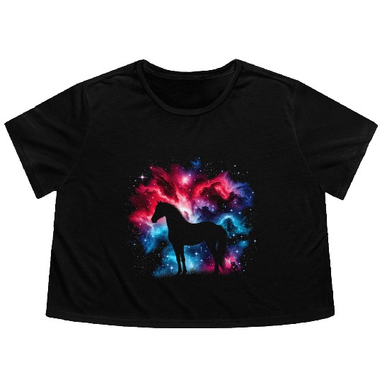 Cool Galaxy Graphic Space Art Flowy Cropped Tees