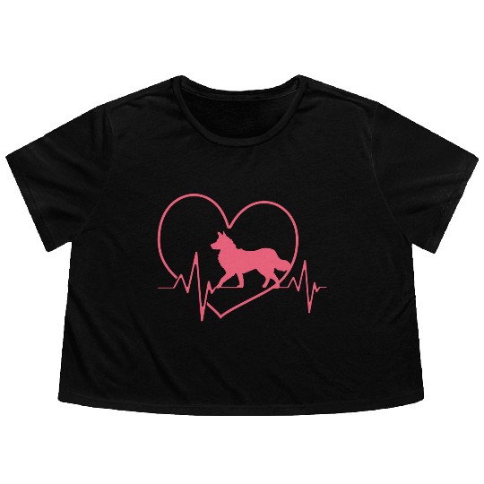 Border Collie Dog Heartbeat Border Collie Lover Flowy Cropped Tees
