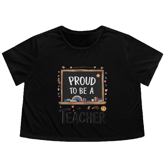Proud to be teacher Flowy Cropped Tees