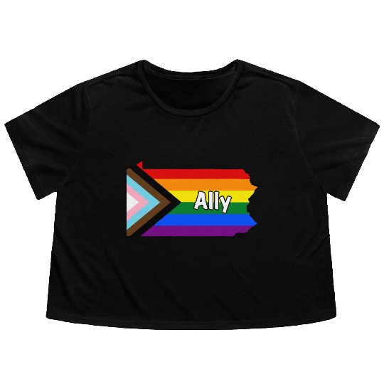 Pennsylvania Pride Ally Progress Flag Flowy Cropped Tees
