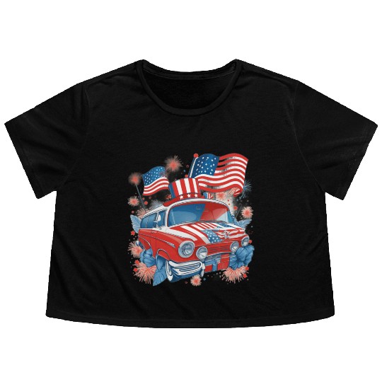 Land of the Free Flowy Cropped Tees