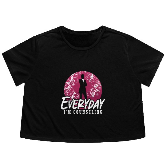 School Counselor Everyday I'm Counseling Therapist Flowy Cropped Tees