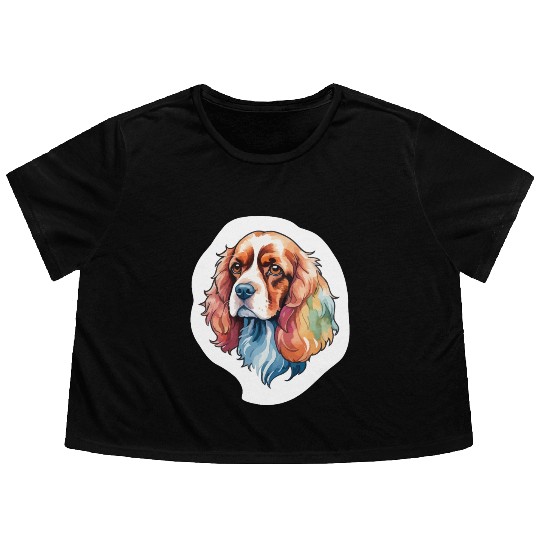 American Cocker Spaniel Watercolor Flowy Cropped Tees