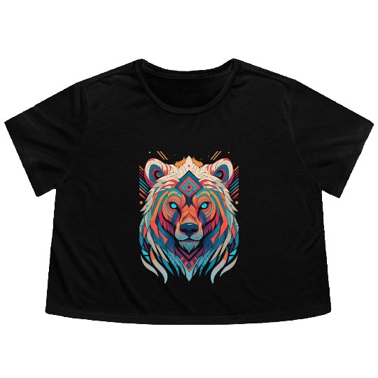 Native American Spirit Wolf Flowy Cropped Tees