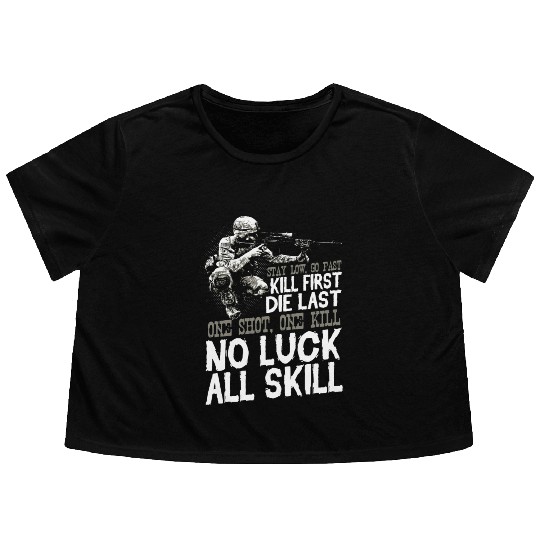 Veteran Design - No Luck All Skill Flowy Cropped Tees