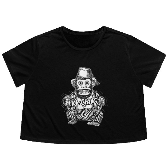 Vintage Evil Monkey Toy Flowy Cropped Tees
