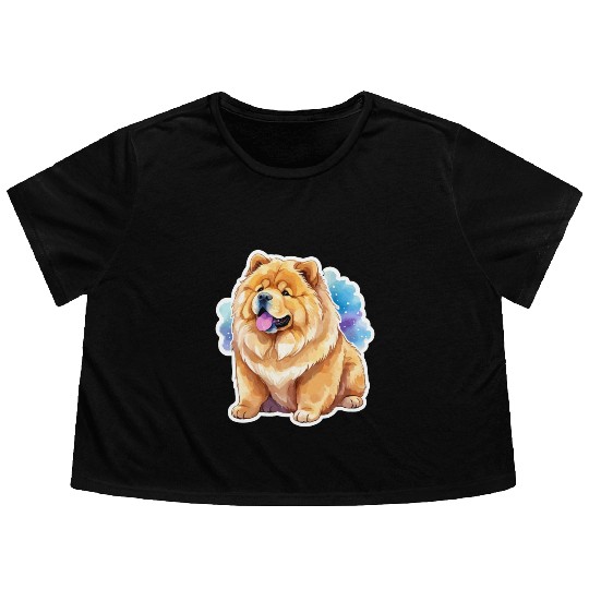 Chow Chow Watercolor Flowy Cropped Tees