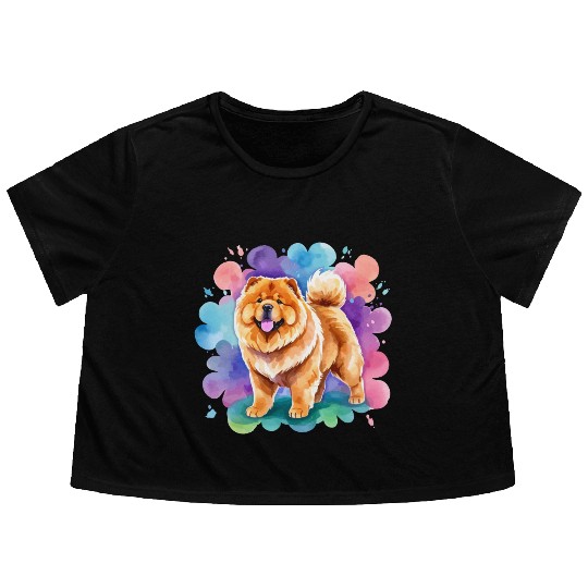 Chow Chow Watercolor Flowy Cropped Tees