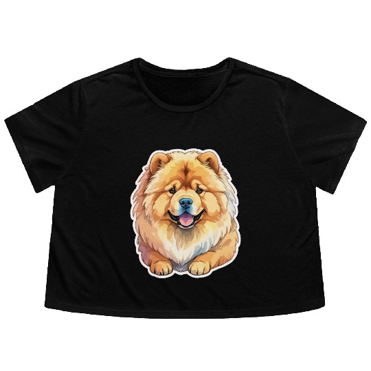 Chow Chow Watercolor Flowy Cropped Tees