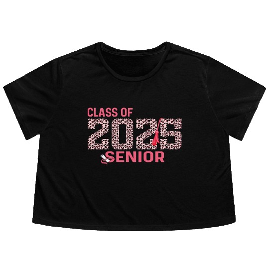 Class of 2025 Senior Leopard Print Graduation 2025 Flowy Cropped Tees