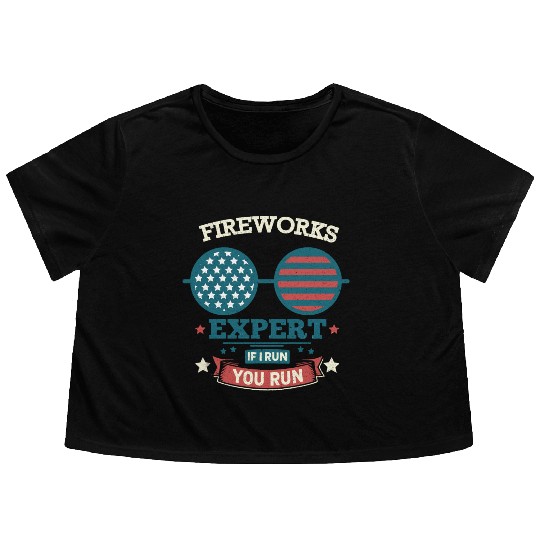 Fireworks Expert: If I Run, You Run! Flowy Cropped Tees