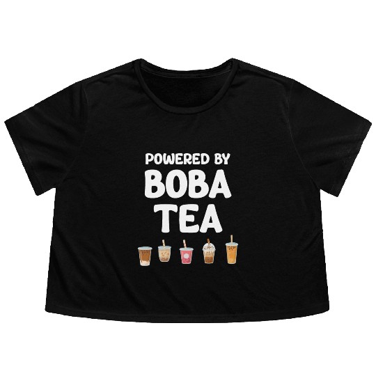Powered By Boba Tea Bubble Japan K-pop Korean Flowy Cropped Tees