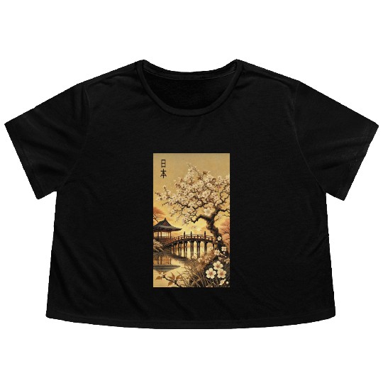 Japan church flowers Tokyo design Flowy Cropped Tees