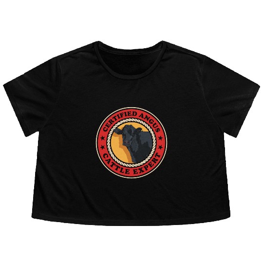 Angus Cattle Expert Black Angus Cow Flowy Cropped Tees