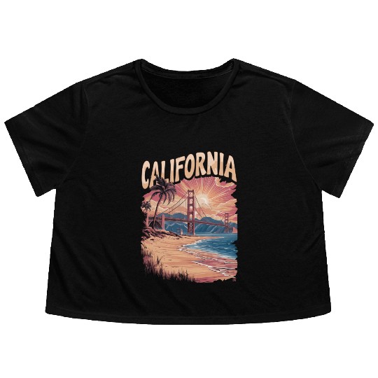 CALIFORNIA GOLDEN GATE BRIDGE BAY AREA Flowy Cropped Tees