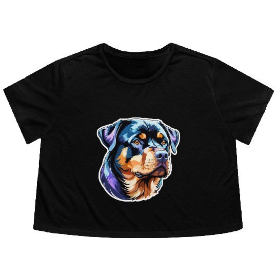 Rottweiler Watercolor Flowy Cropped Tees