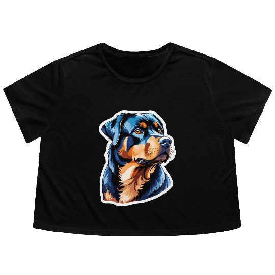Rottweiler Watercolor Flowy Cropped Tees