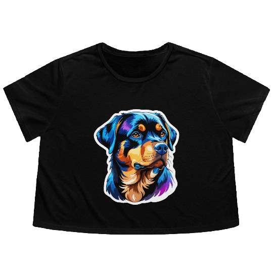 Rottweiler Watercolor Flowy Cropped Tees