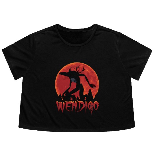 Cryptid Monsters Folk Wendigo Cryptid Creepy Flowy Cropped Tees