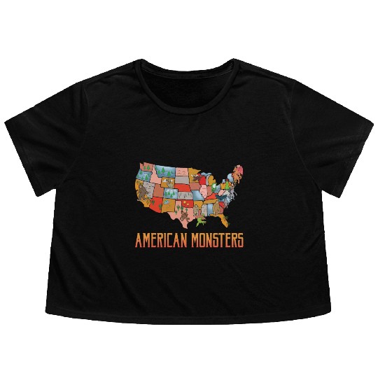 American Monsters Cryptid Monsters Myth Creatures Flowy Cropped Tees