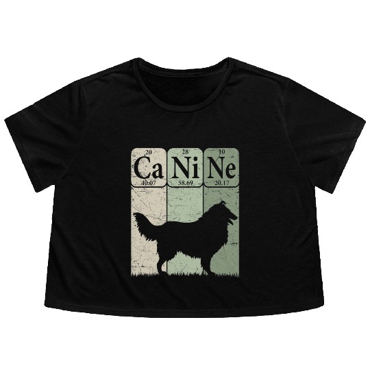 Rough Collie Periodic Table Elements Dog Lover Flowy Cropped Tees