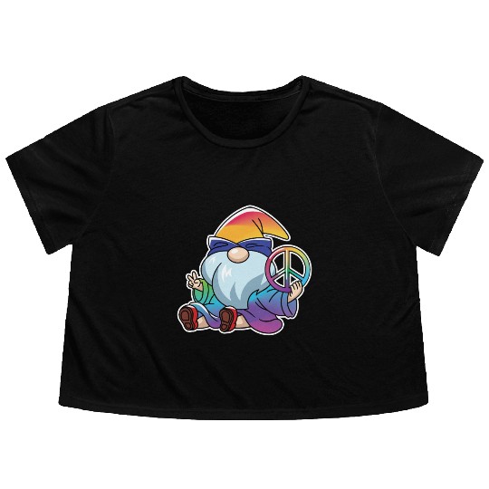 Peace Gnome Gnomes Dwarves Lgbtq Flowy Cropped Tees