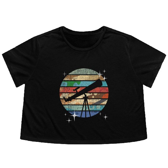 Planets Of Solar System Telescope Astronomy Flowy Cropped Tees