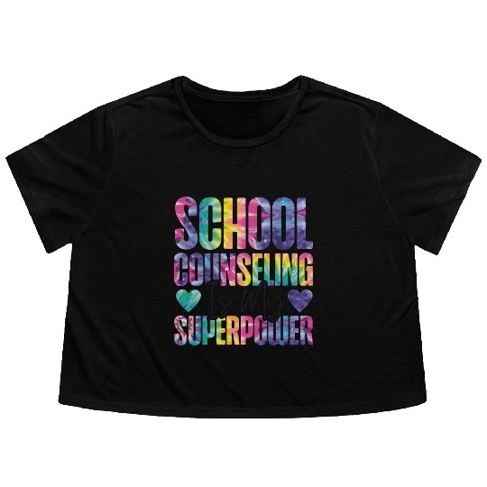 School Counselor Tie Dye School Flowy Cropped Tees