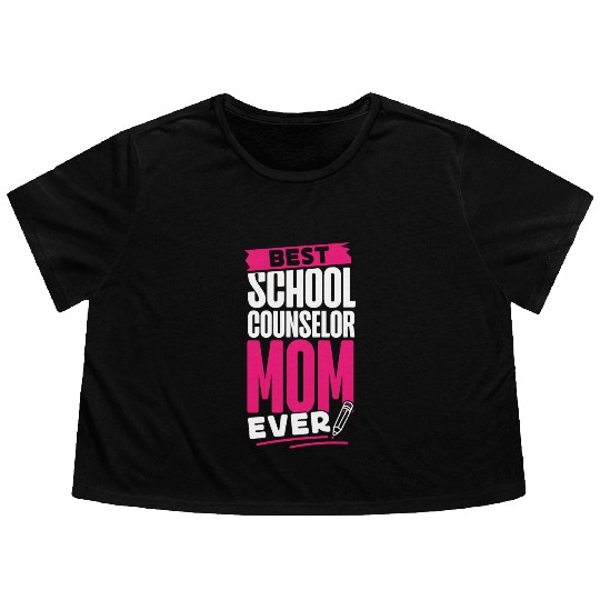 School Counselor Mom Best School Flowy Cropped Tees