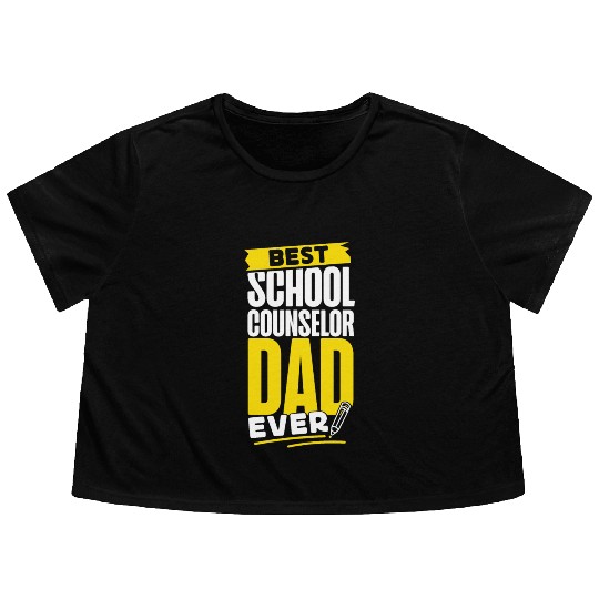 School Counselor Dad Best School Flowy Cropped Tees