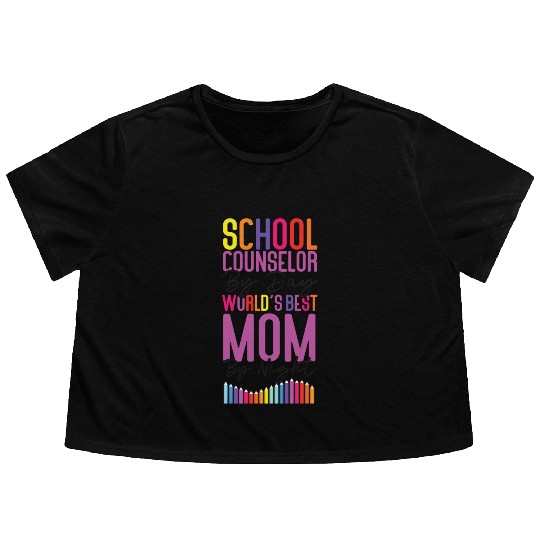 School Counselor Mom School Flowy Cropped Tees